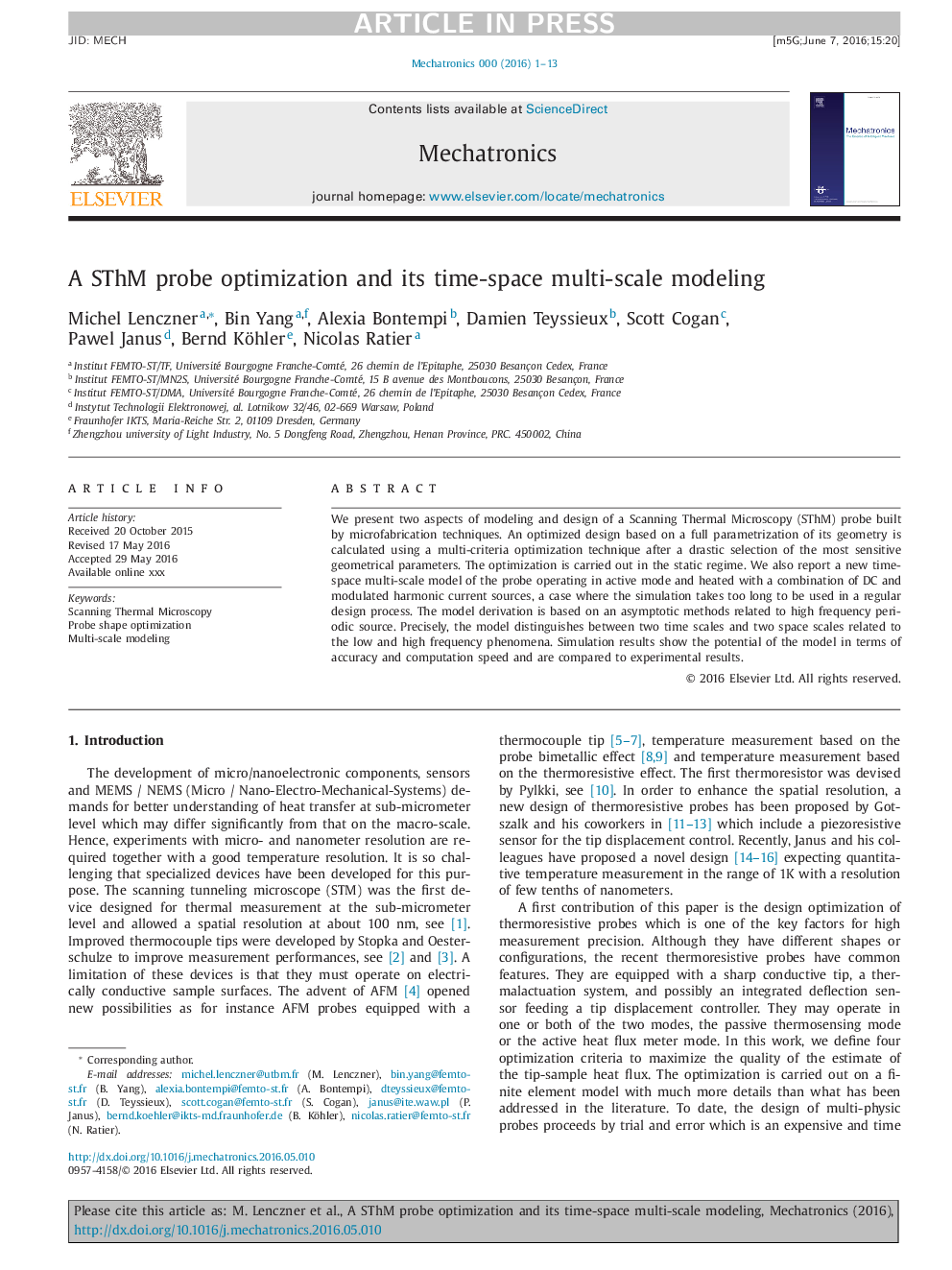 A SThM probe optimization and its time-space multi-scale modeling