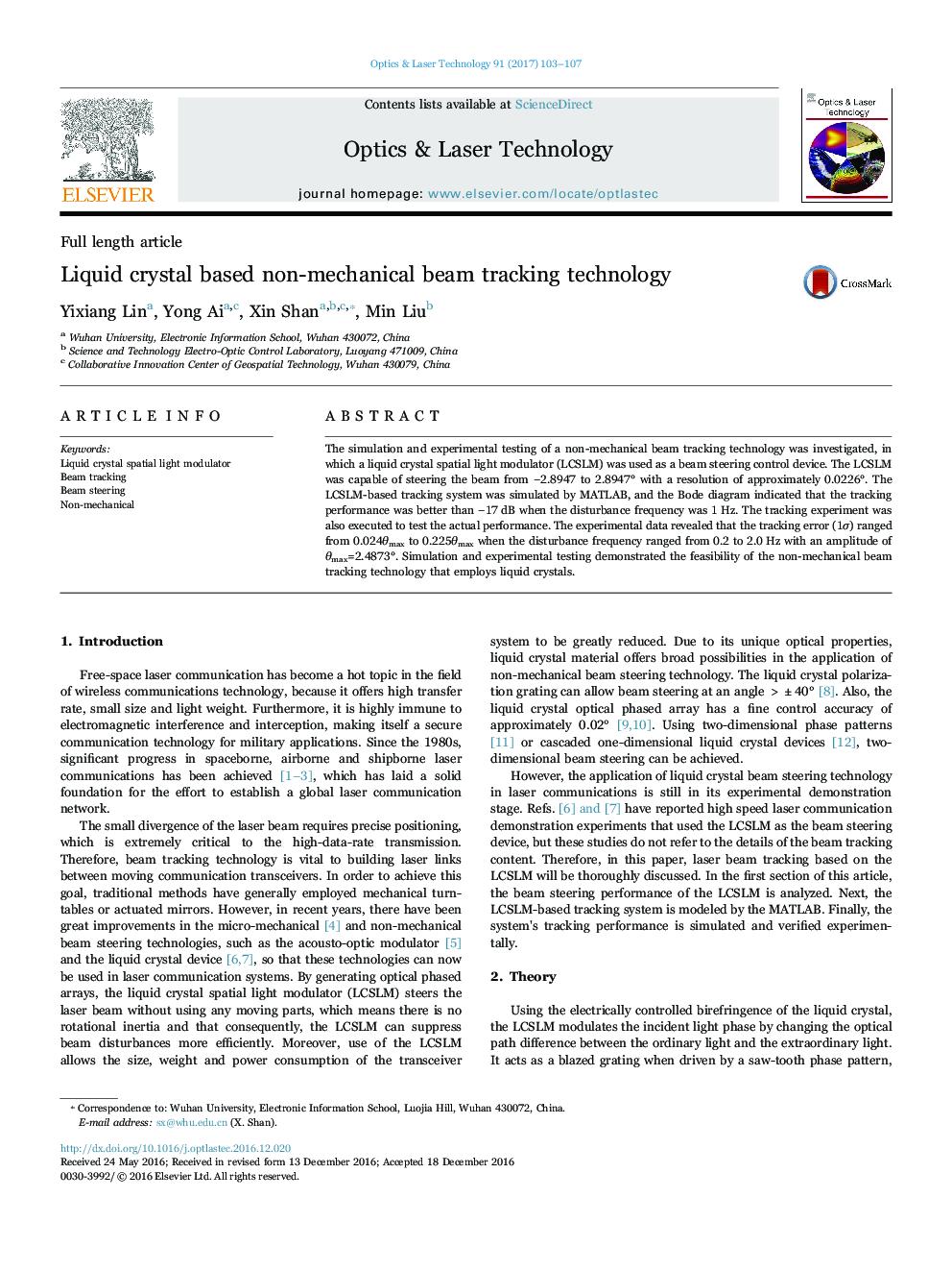 Liquid crystal based non-mechanical beam tracking technology