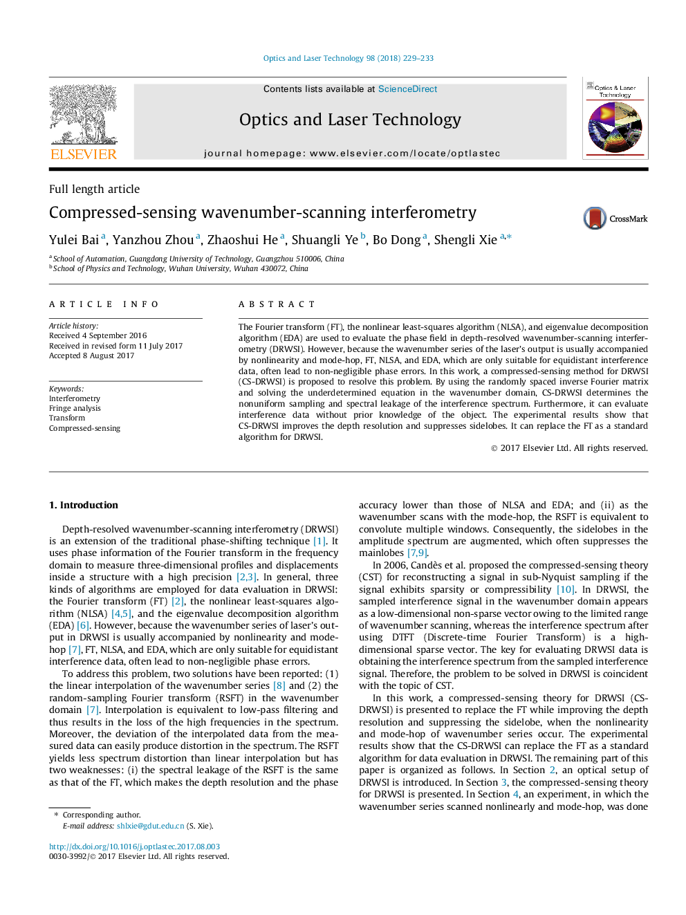 Compressed-sensing wavenumber-scanning interferometry