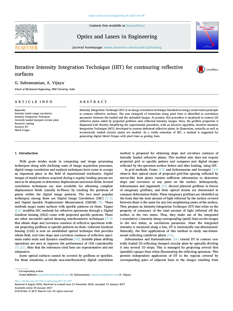 Iterative Intensity Integration Technique (IIIT) for contouring reflective surfaces