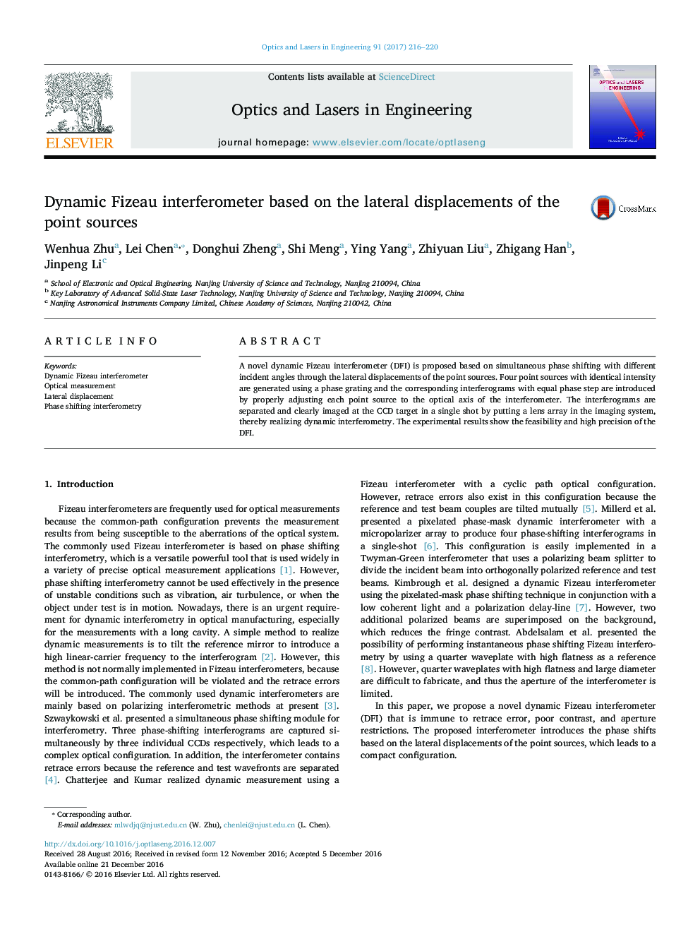 Dynamic Fizeau interferometer based on the lateral displacements of the point sources