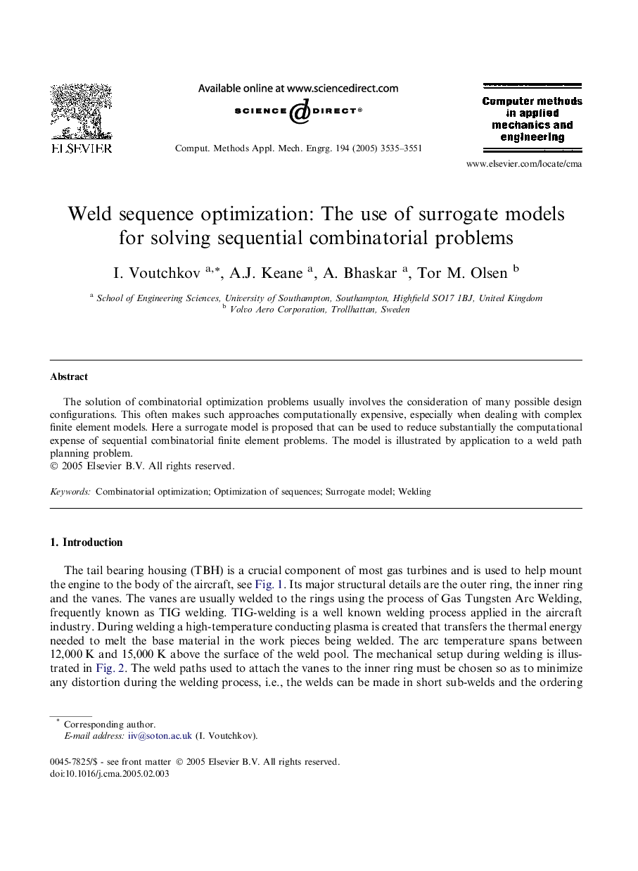 Weld sequence optimization: The use of surrogate models for solving sequential combinatorial problems