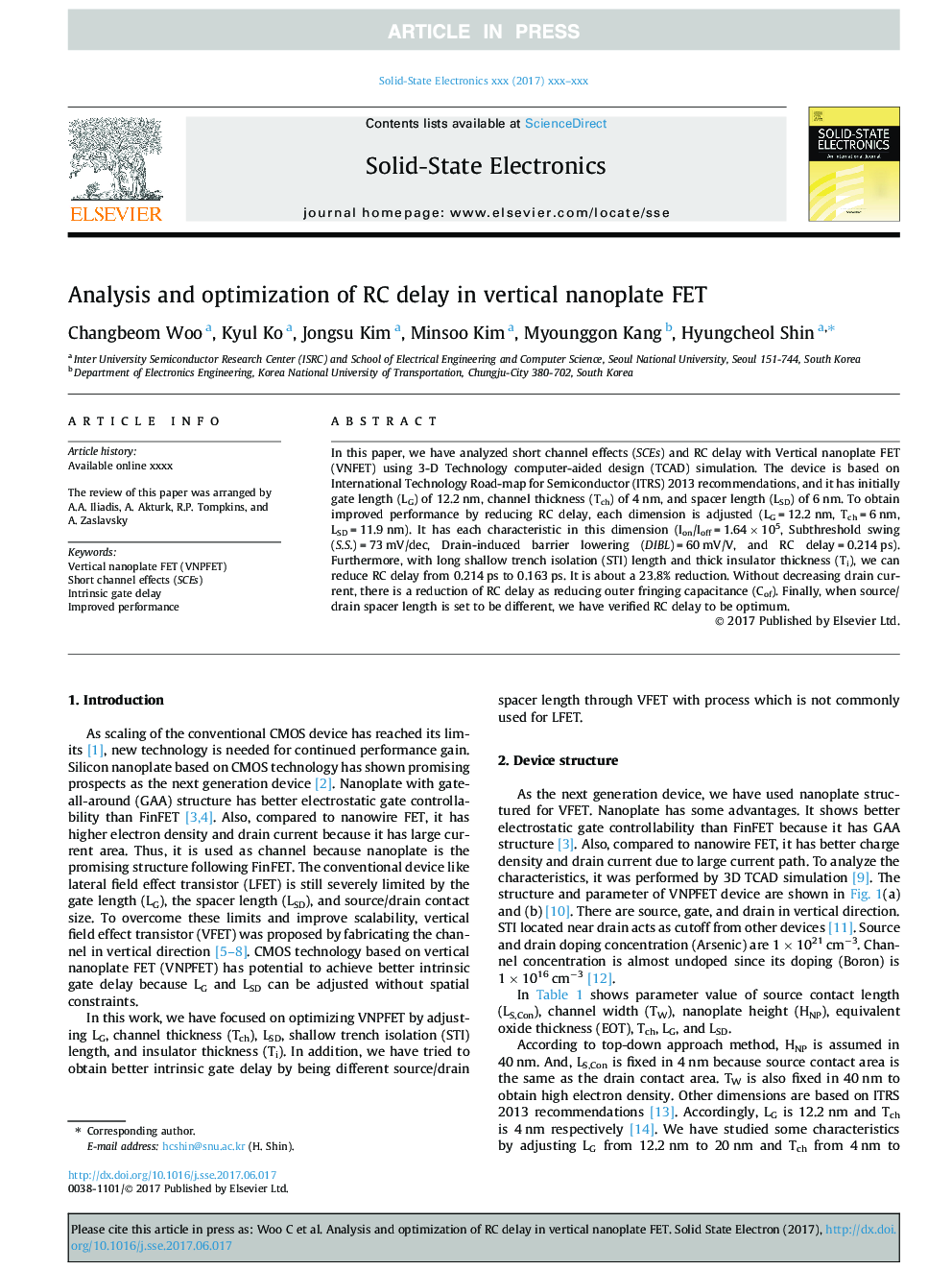 Analysis and optimization of RC delay in vertical nanoplate FET