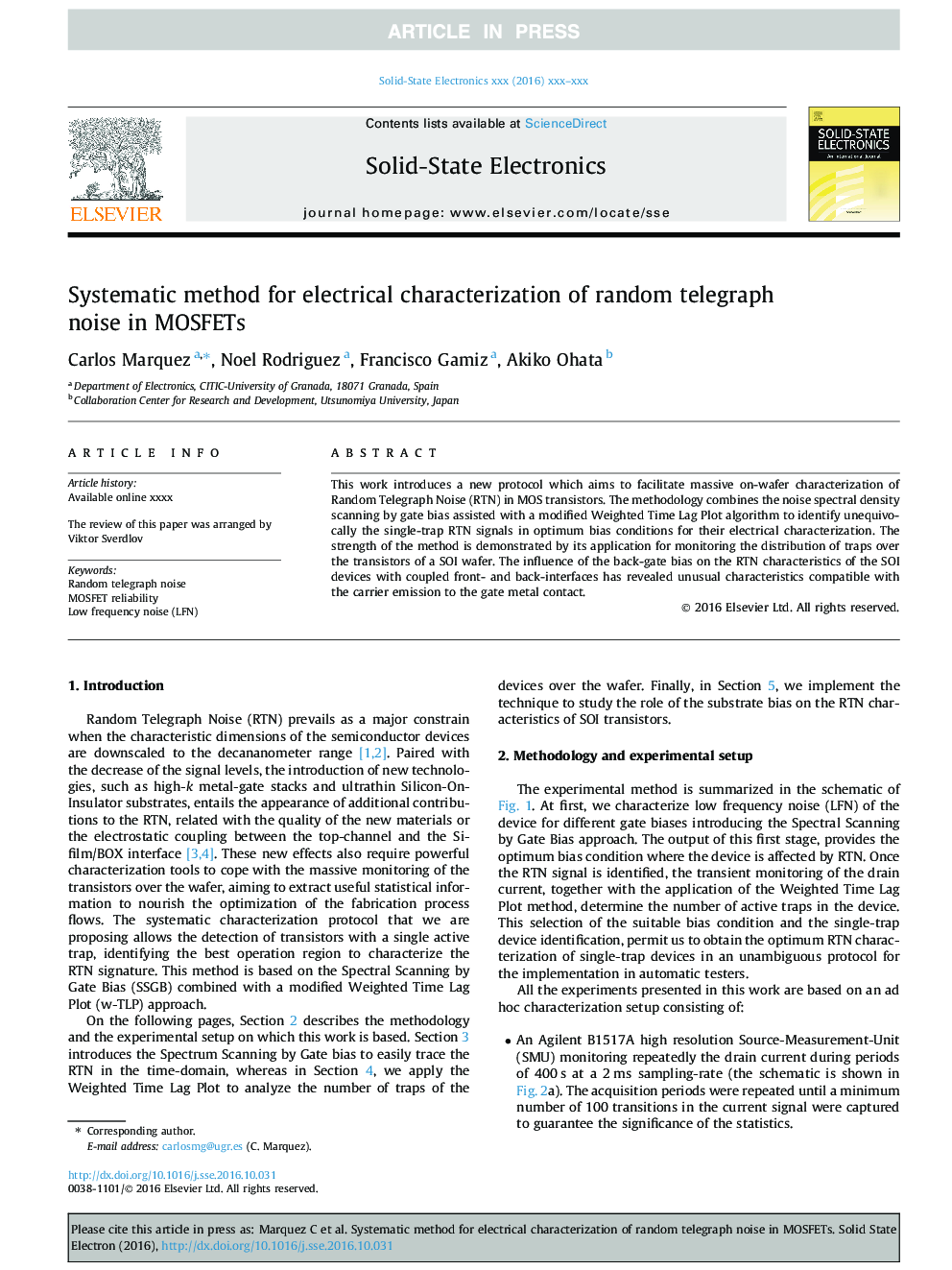 Systematic method for electrical characterization of random telegraph noise in MOSFETs