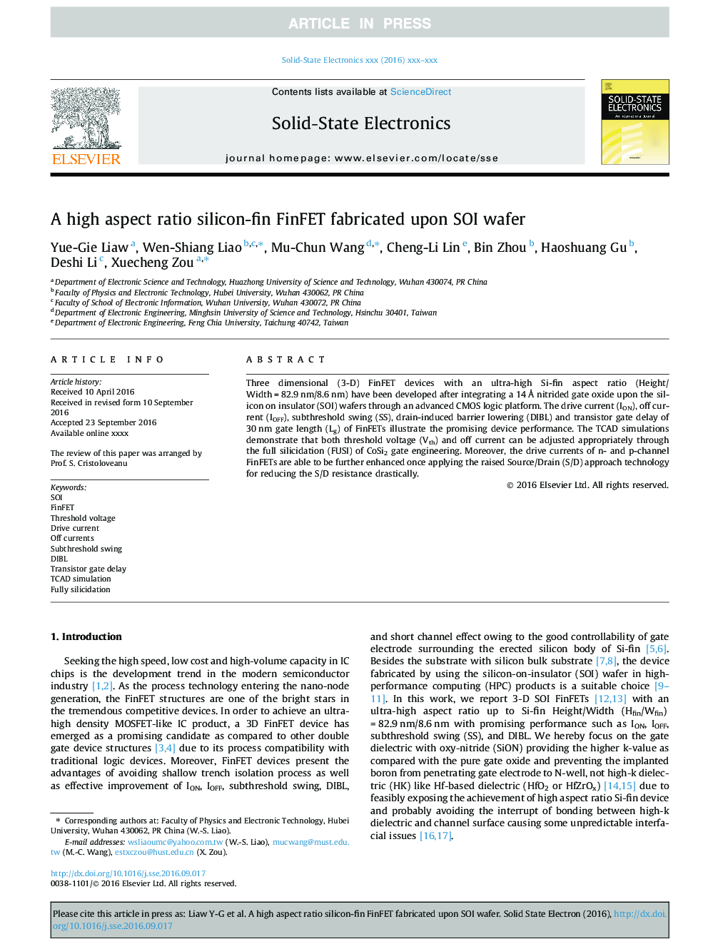 A high aspect ratio silicon-fin FinFET fabricated upon SOI wafer