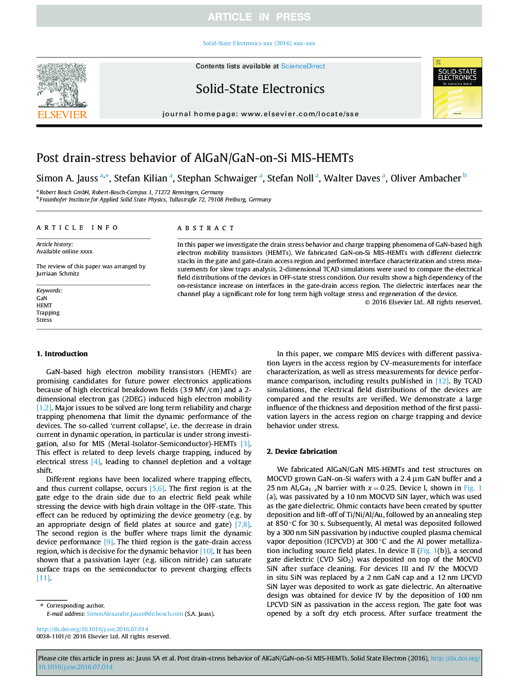 Post drain-stress behavior of AlGaN/GaN-on-Si MIS-HEMTs