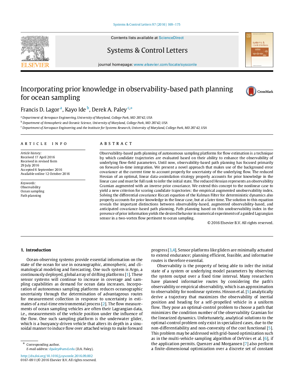 Incorporating prior knowledge in observability-based path planning for ocean sampling