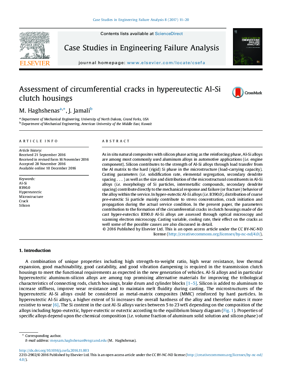 Assessment of circumferential cracks in hypereutectic Al-Si clutch housings