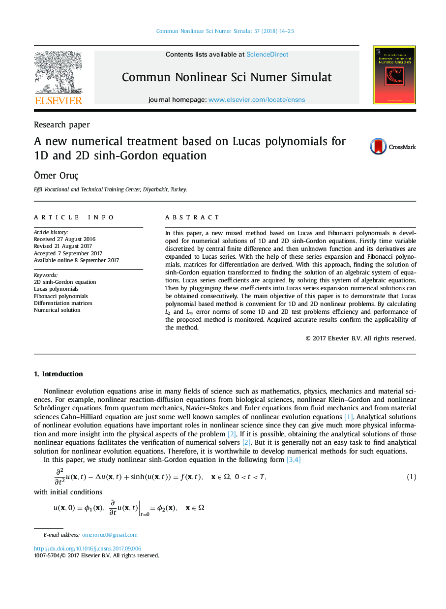 A new numerical treatment based on Lucas polynomials for 1D and 2D sinh-Gordon equation