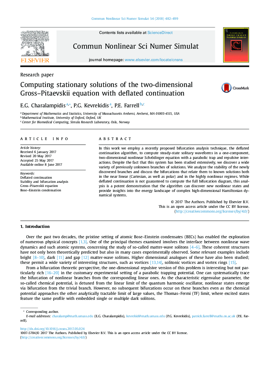 Computing stationary solutions of the two-dimensional Gross-Pitaevskii equation with deflated continuation