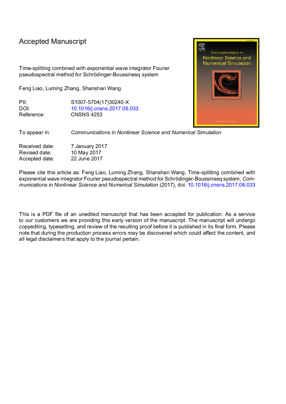 Time-splitting combined with exponential wave integrator fourier pseudospectral method for Schrödinger-Boussinesq system