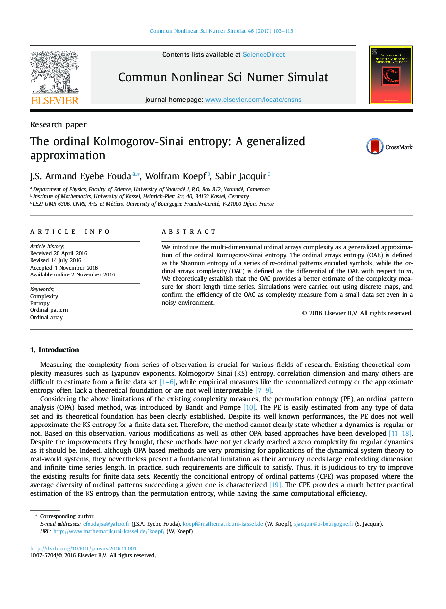 The ordinal Kolmogorov-Sinai entropy: A generalized approximation