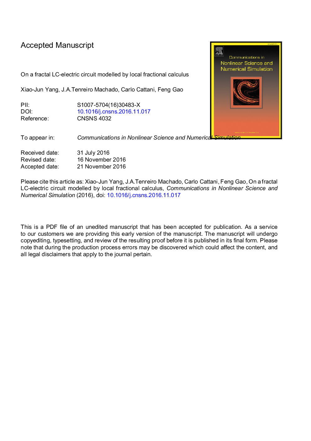 On a fractal LC-electric circuit modeled by local fractional calculus