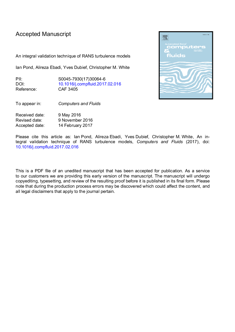 An integral validation technique of RANS turbulence models