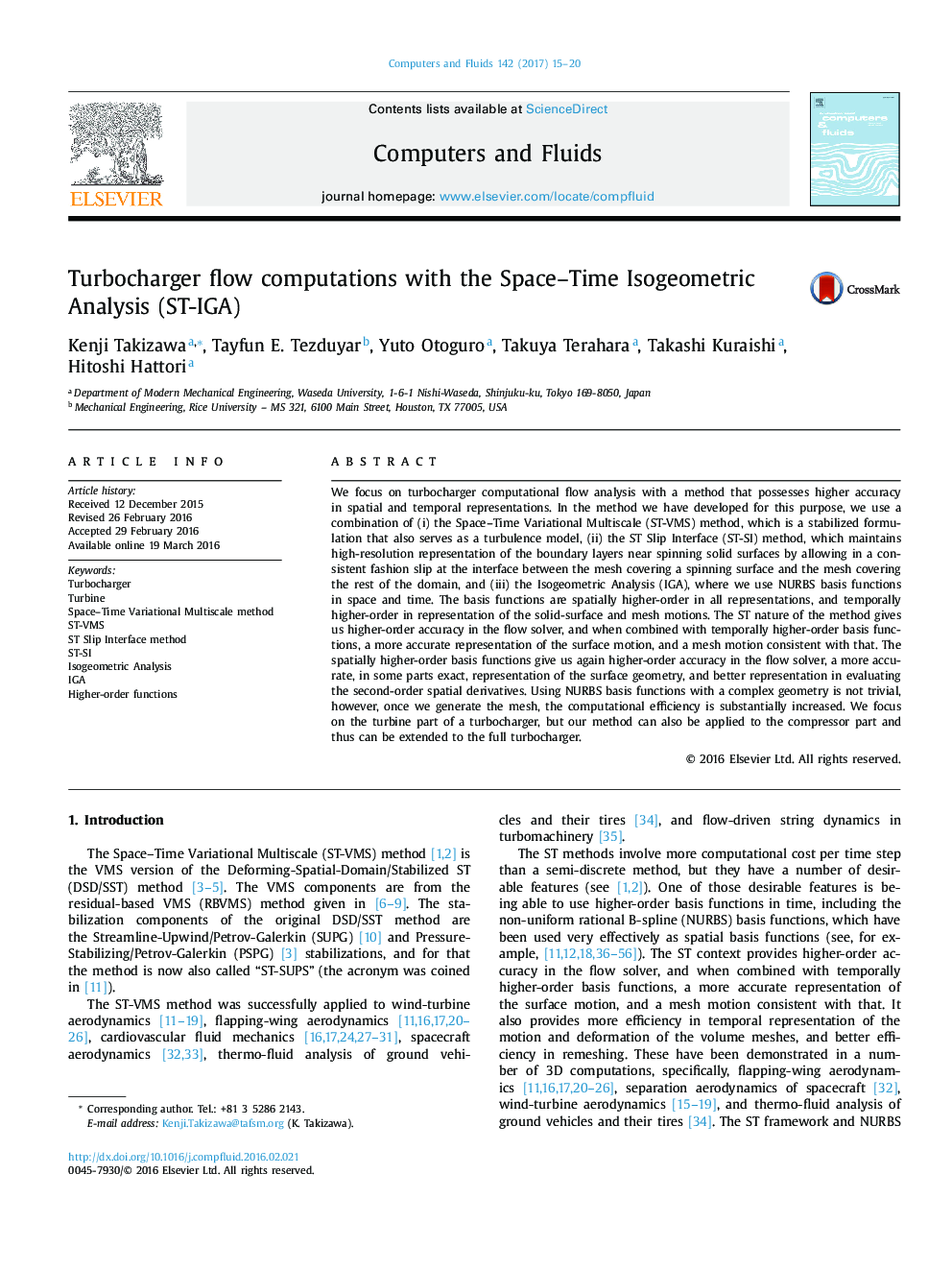 Turbocharger flow computations with the Space-Time Isogeometric Analysis (ST-IGA)