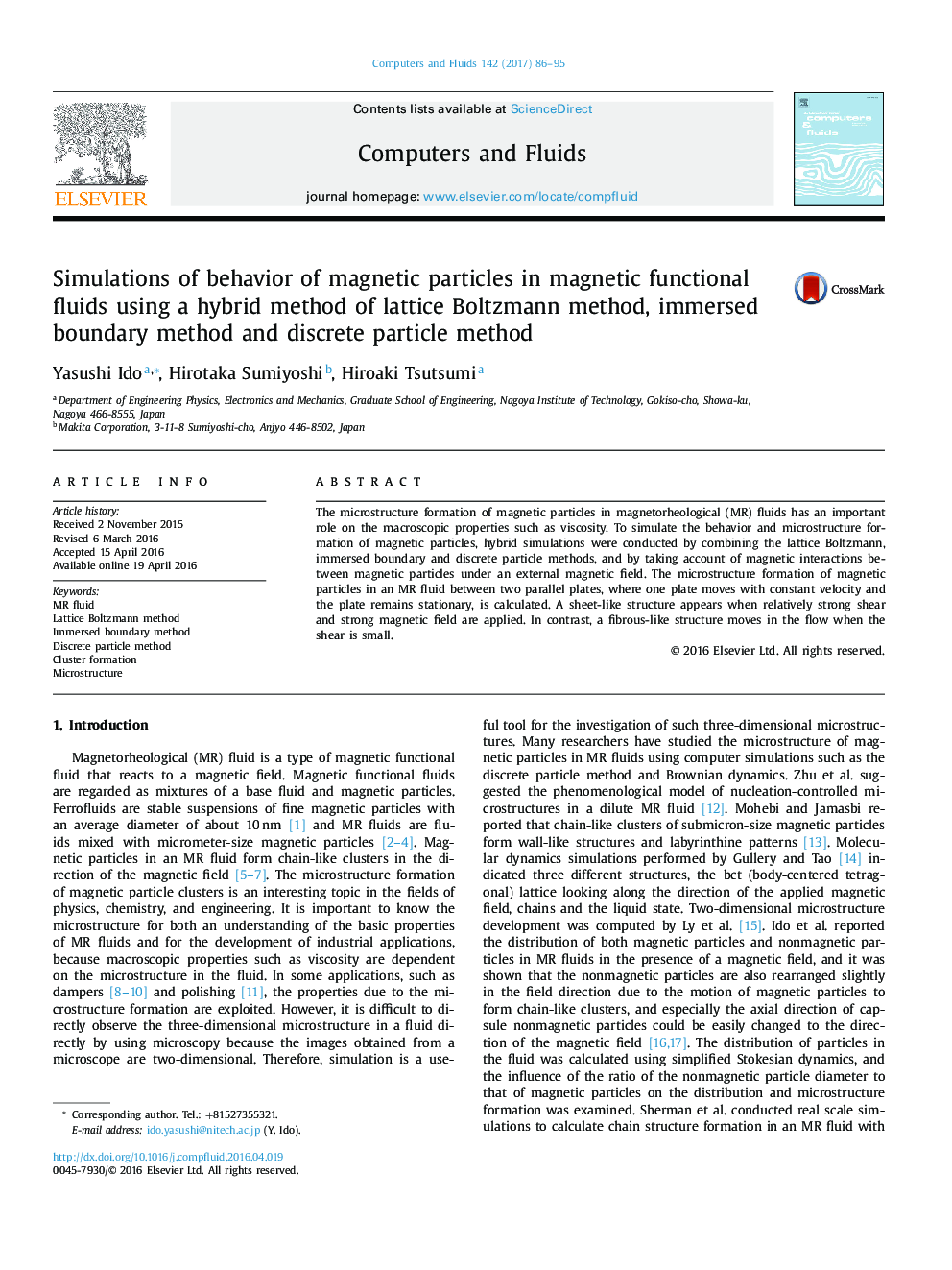 Simulations of behavior of magnetic particles in magnetic functional fluids using a hybrid method of lattice Boltzmann method, immersed boundary method and discrete particle method