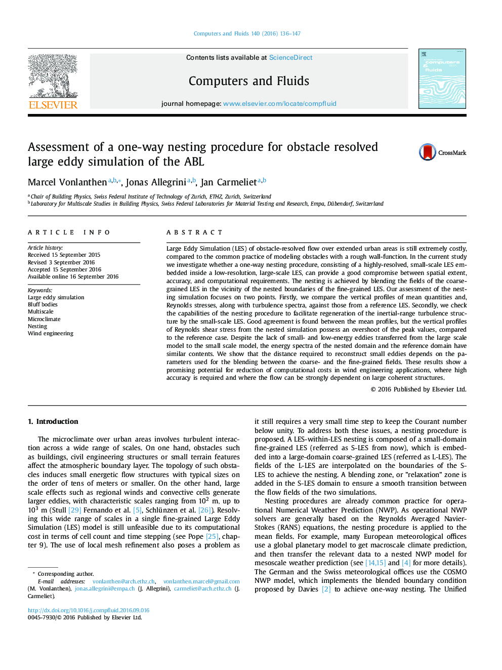 Assessment of a one-way nesting procedure for obstacle resolved large eddy simulation of the ABL