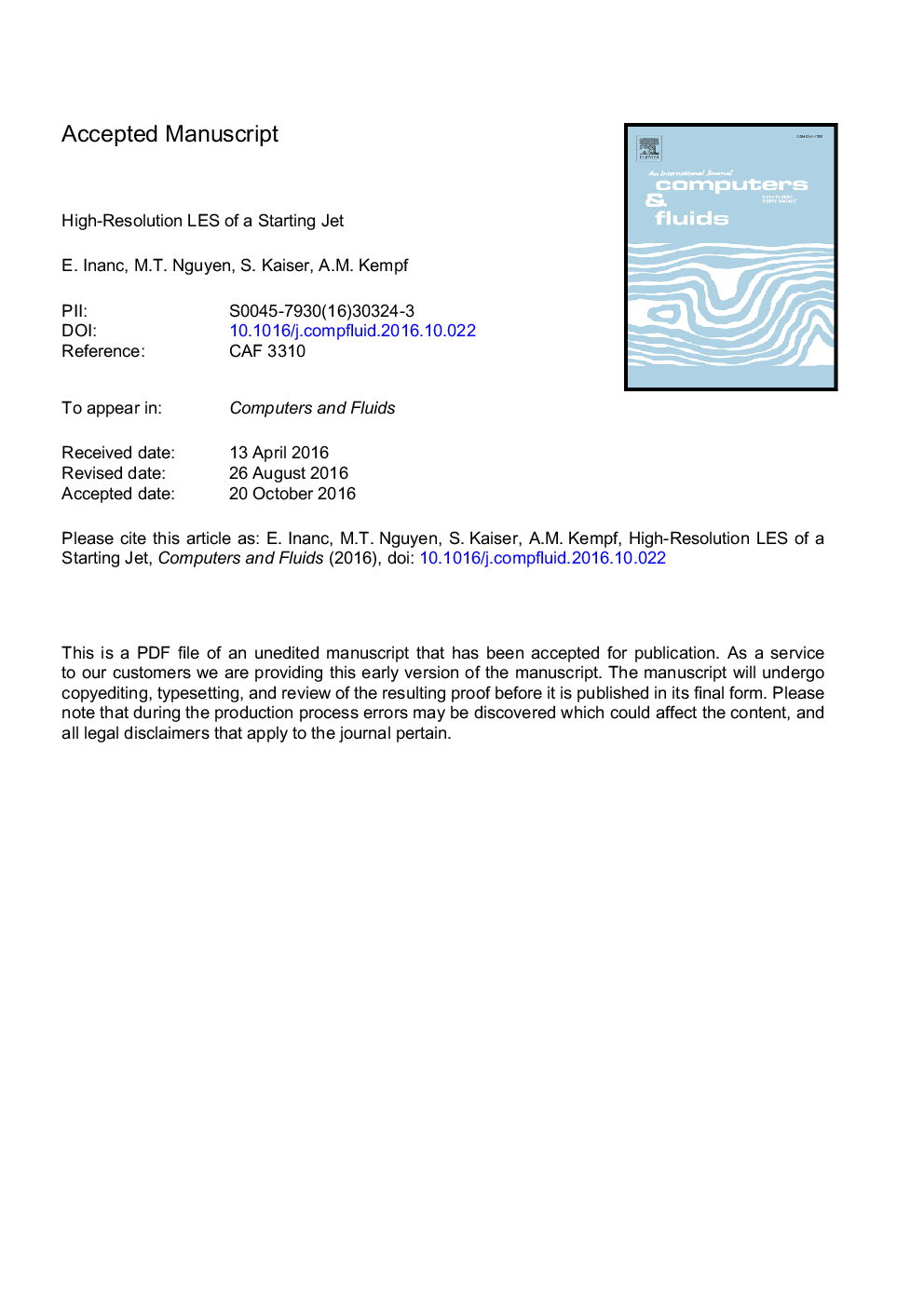 عکس صفحه اول مقاله: High-resolution LES of a starting jet High-resolution LES of a starting jet