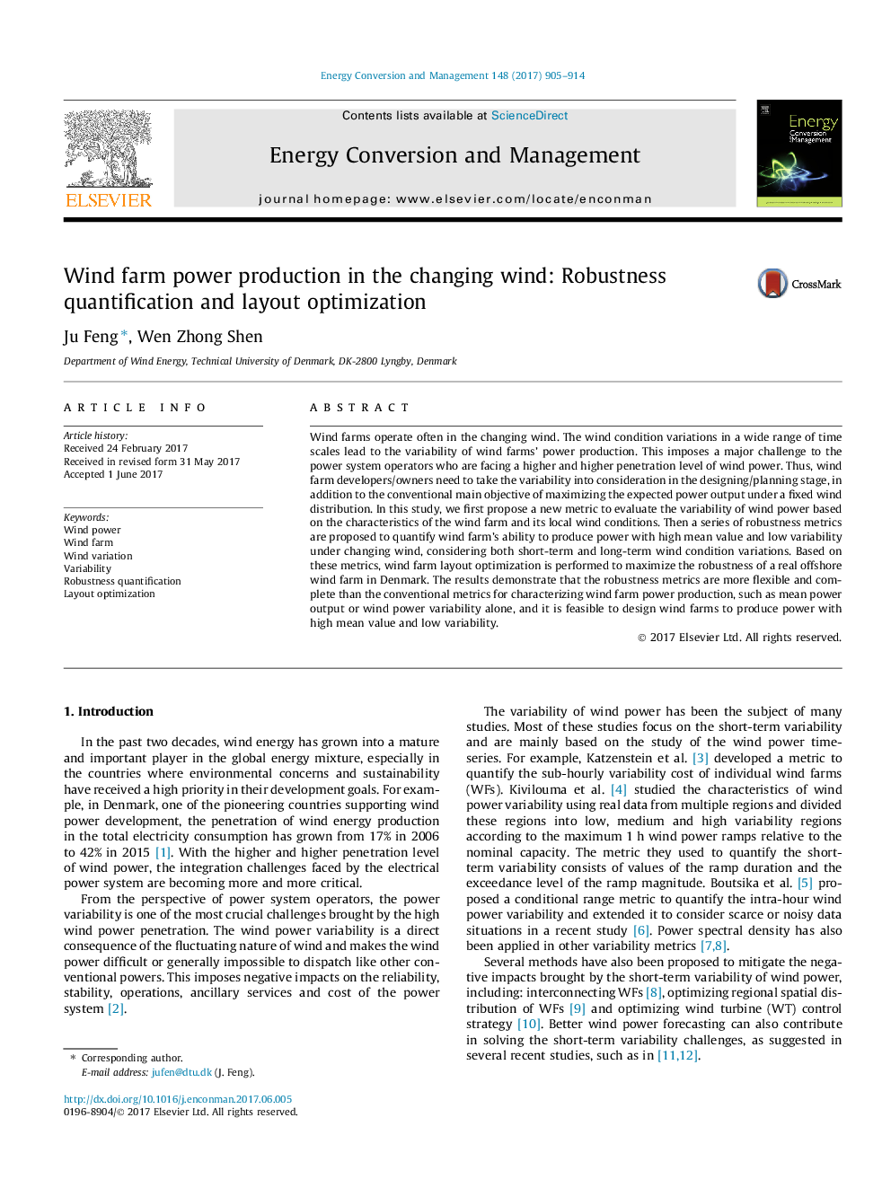 Wind farm power production in the changing wind: Robustness quantification and layout optimization