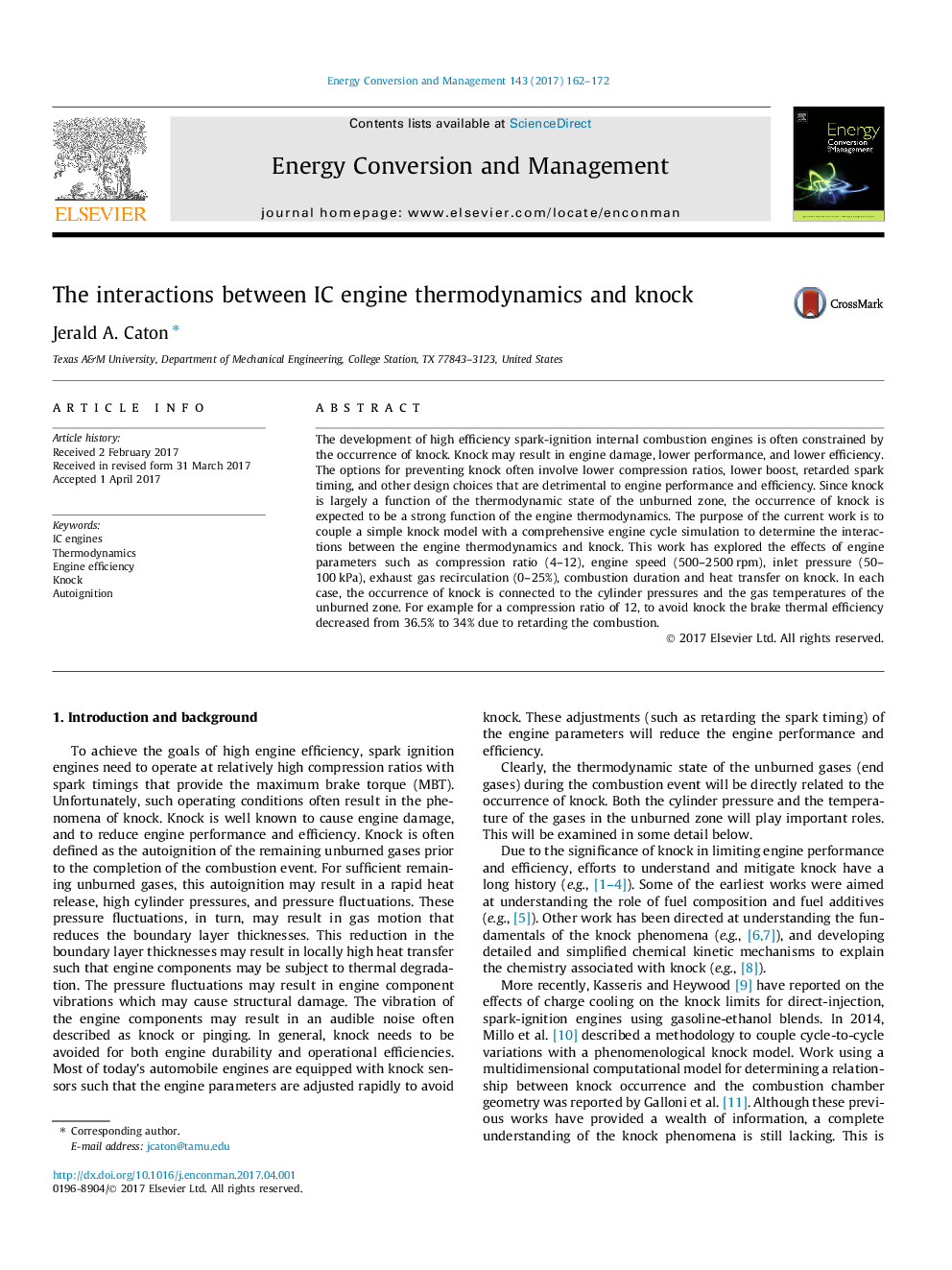 The interactions between IC engine thermodynamics and knock