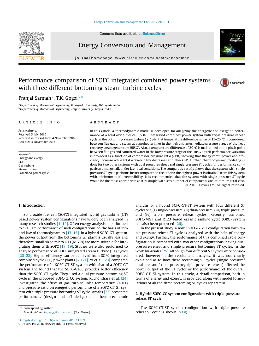 Performance comparison of SOFC integrated combined power systems with three different bottoming steam turbine cycles