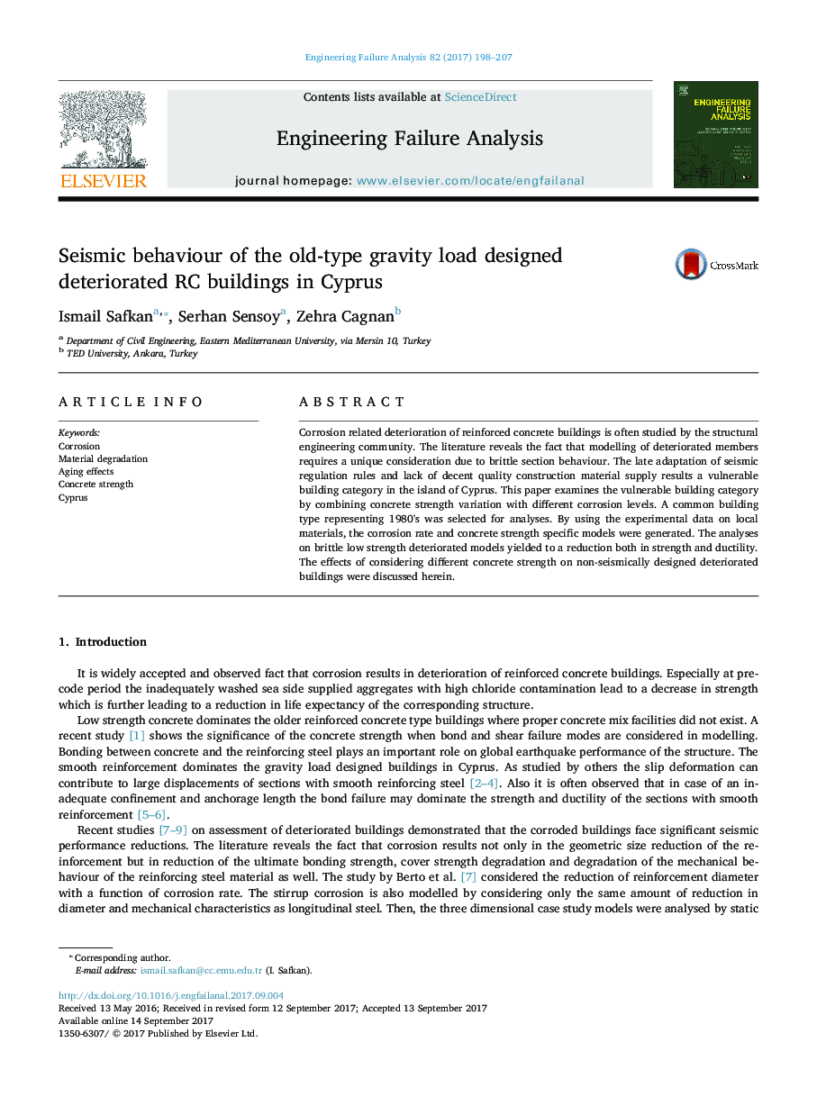 Seismic behaviour of the old-type gravity load designed deteriorated RC buildings in Cyprus