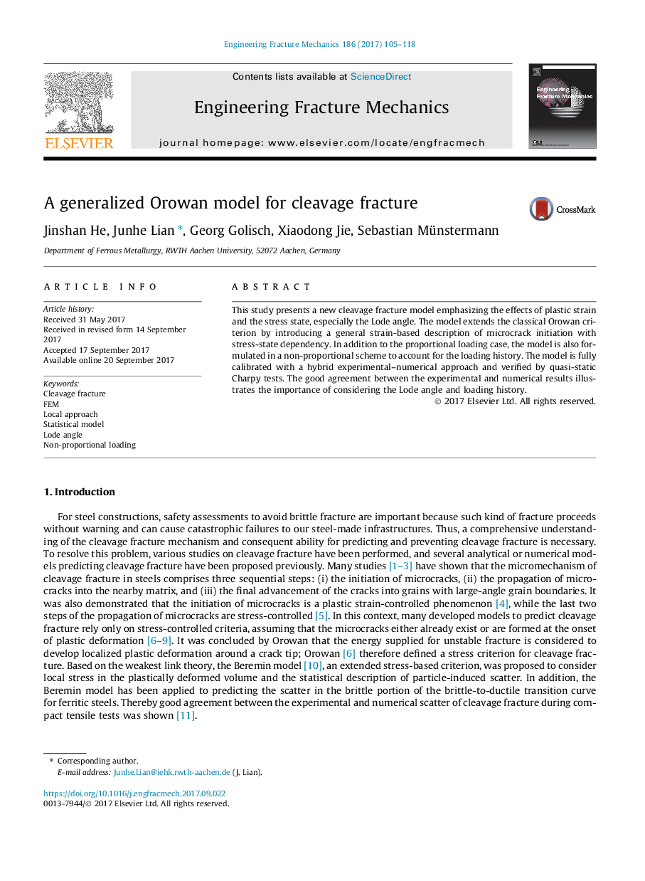 A generalized Orowan model for cleavage fracture