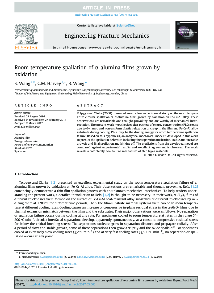 Room temperature spallation of Î±-alumina films grown by oxidation