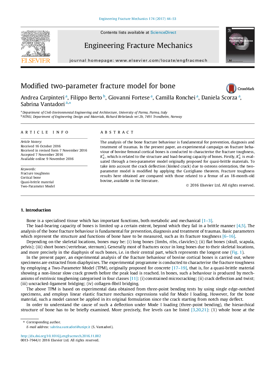 Modified two-parameter fracture model for bone