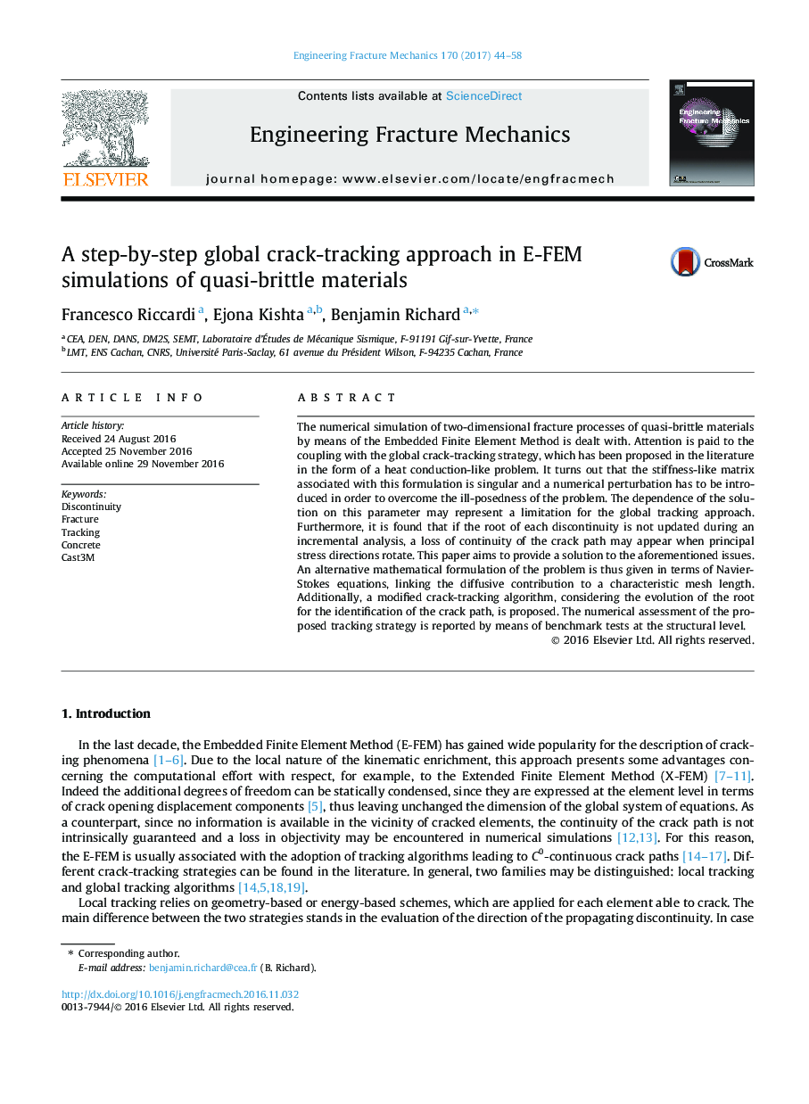 A step-by-step global crack-tracking approach in E-FEM simulations of quasi-brittle materials