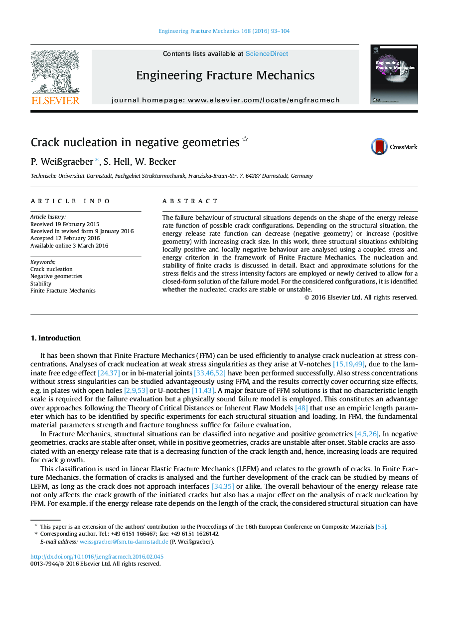 Crack nucleation in negative geometries