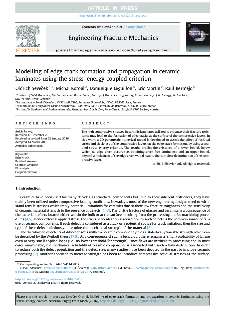 Modelling of edge crack formation and propagation in ceramic laminates using the stress-energy coupled criterion