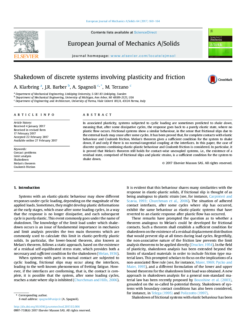 Shakedown of discrete systems involving plasticity and friction