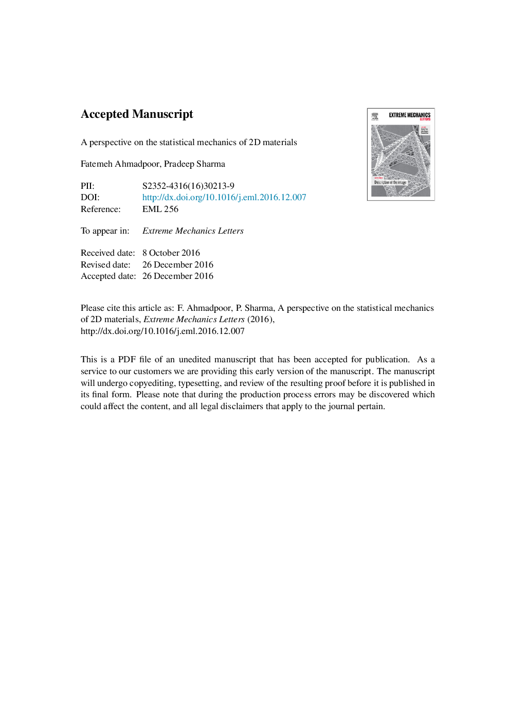 A perspective on the statistical mechanics of 2D materials