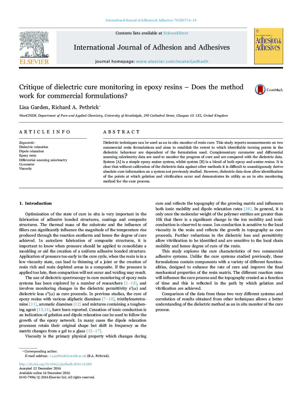 Critique of dielectric cure monitoring in epoxy resins - Does the method work for commercial formulations?
