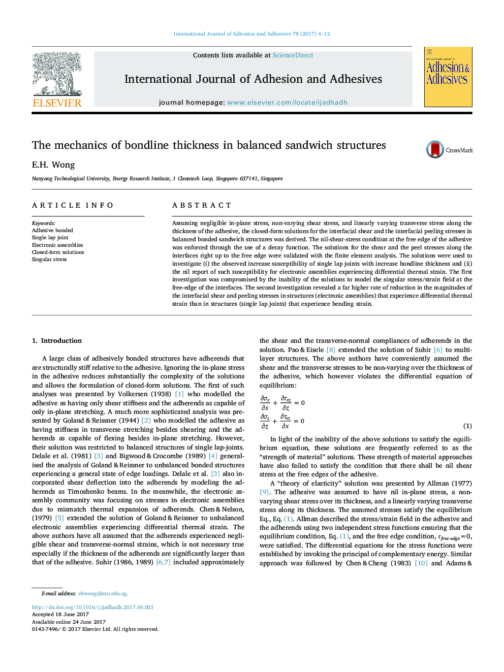 The mechanics of bondline thickness in balanced sandwich structures