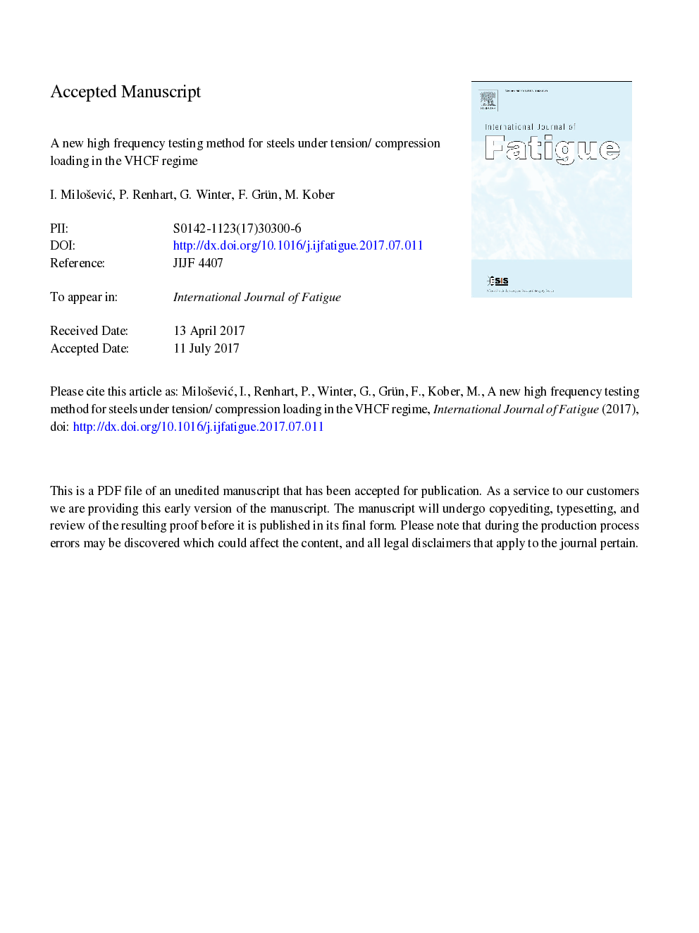 A new high frequency testing method for steels under tension/compression loading in the VHCF regime