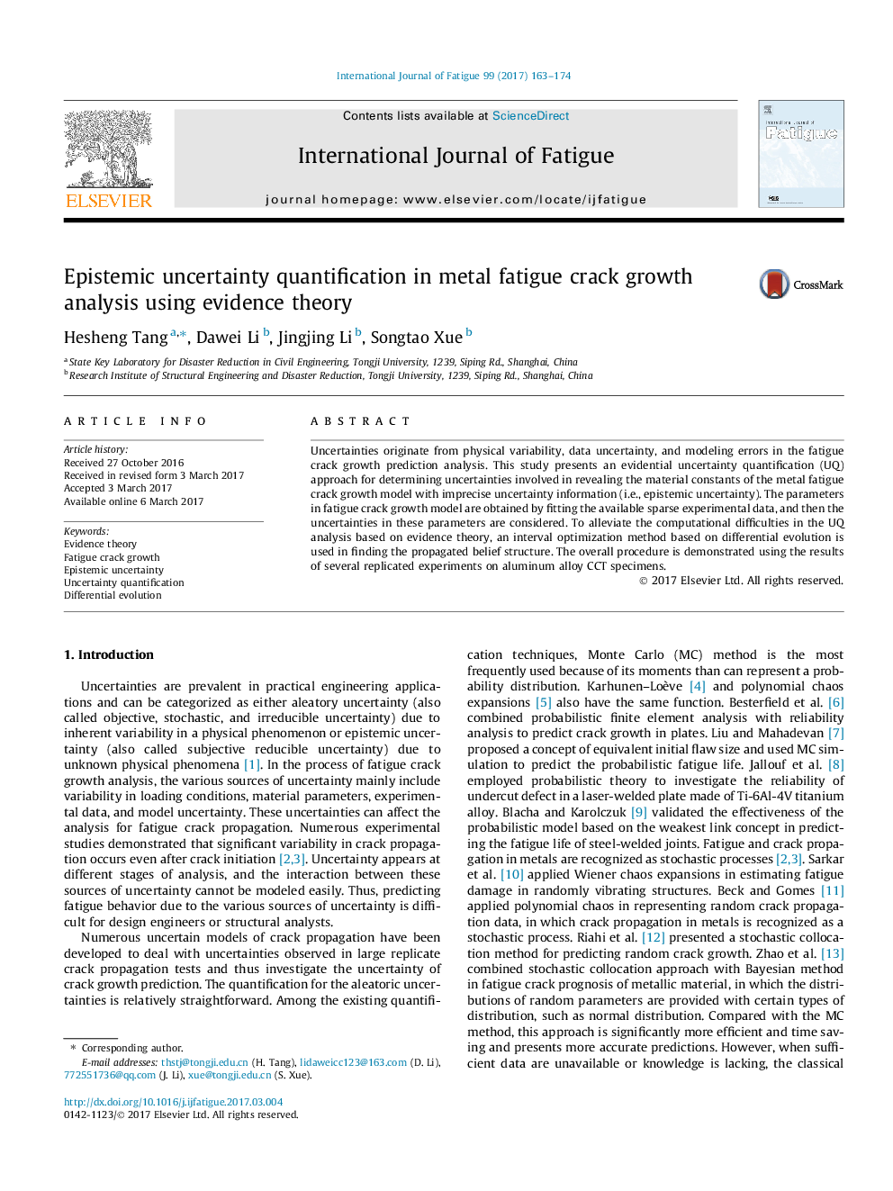 Epistemic uncertainty quantification in metal fatigue crack growth analysis using evidence theory