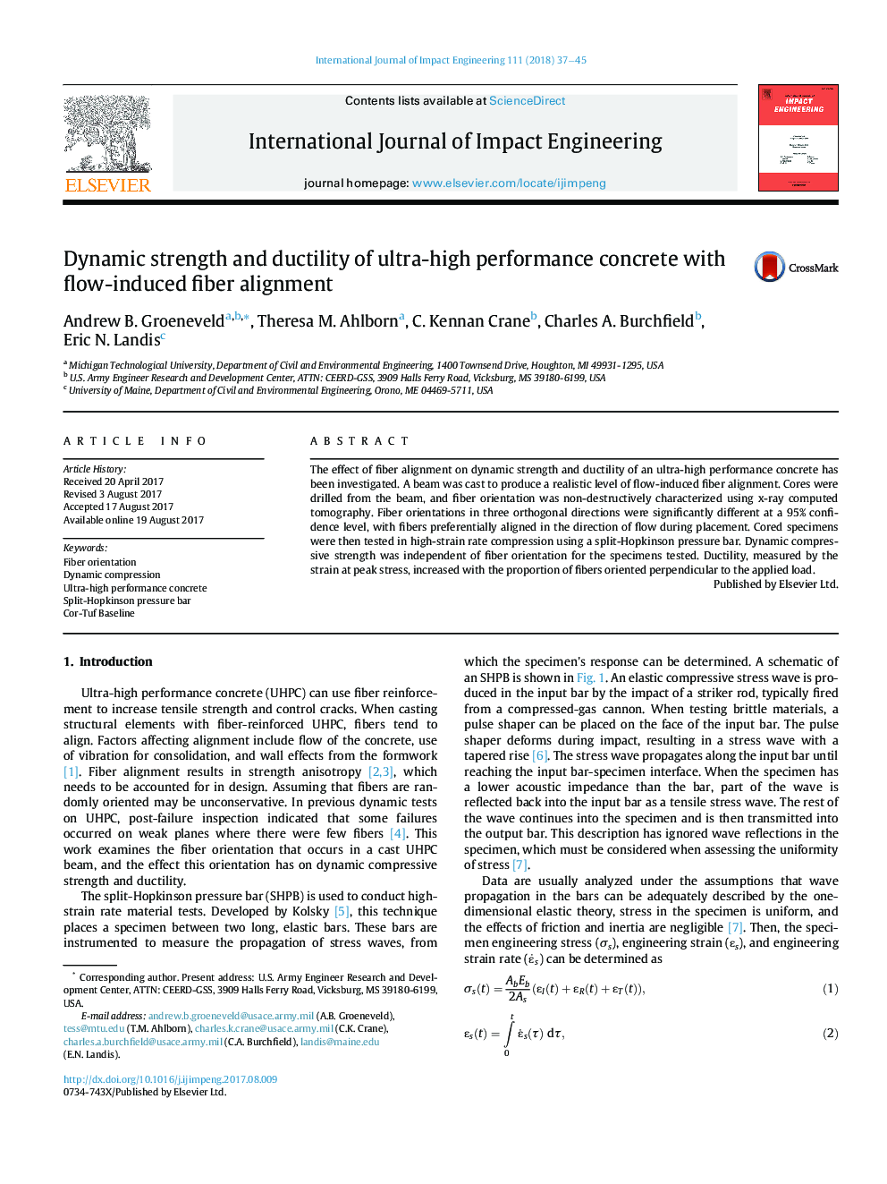 Dynamic strength and ductility of ultra-high performance concrete with flow-induced fiber alignment