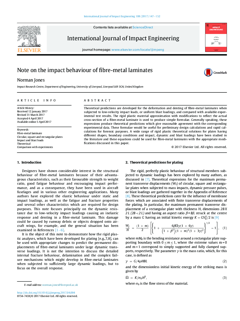 Note on the impact behaviour of fibre-metal laminates