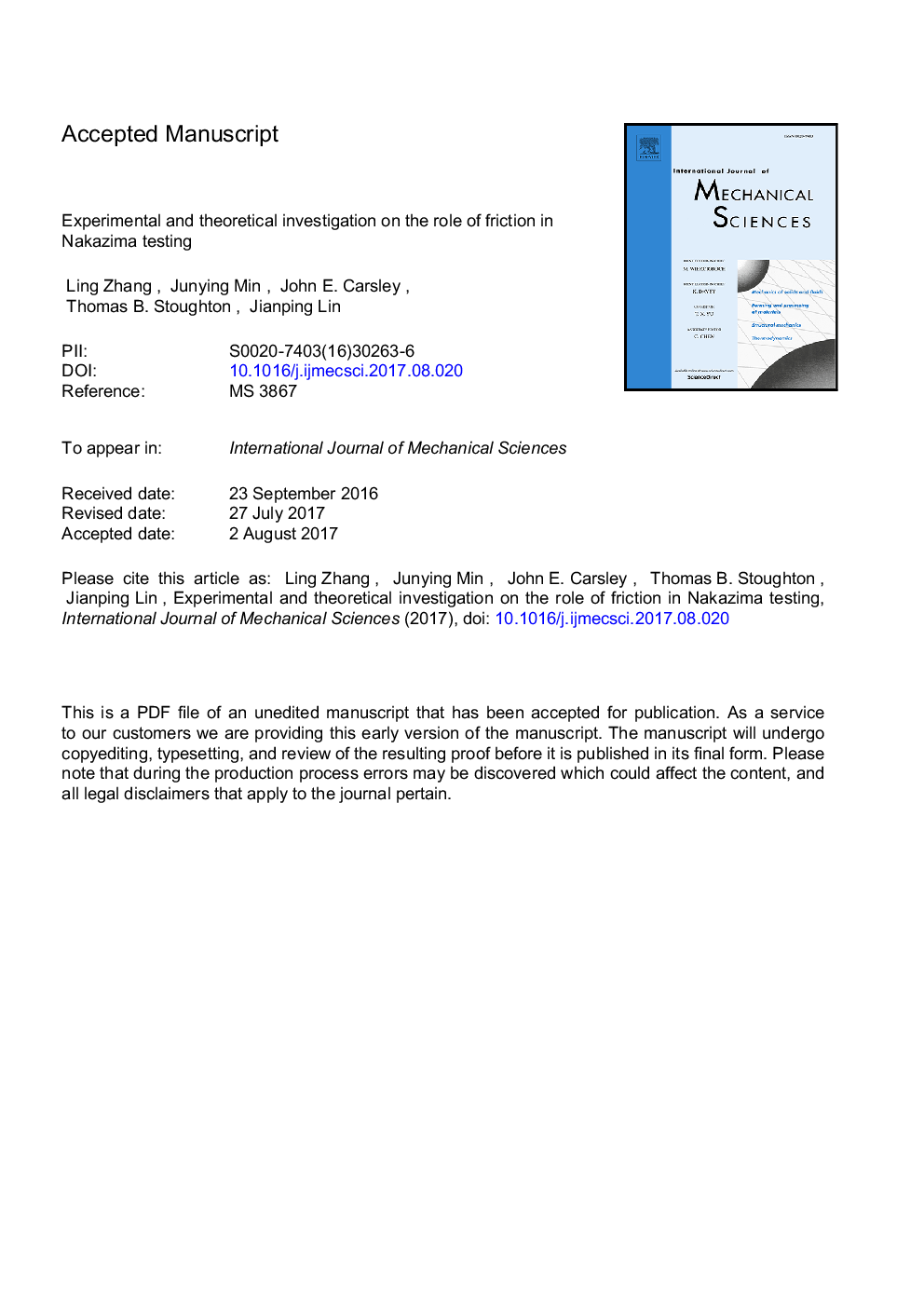 Experimental and theoretical investigation on the role of friction in Nakazima testing