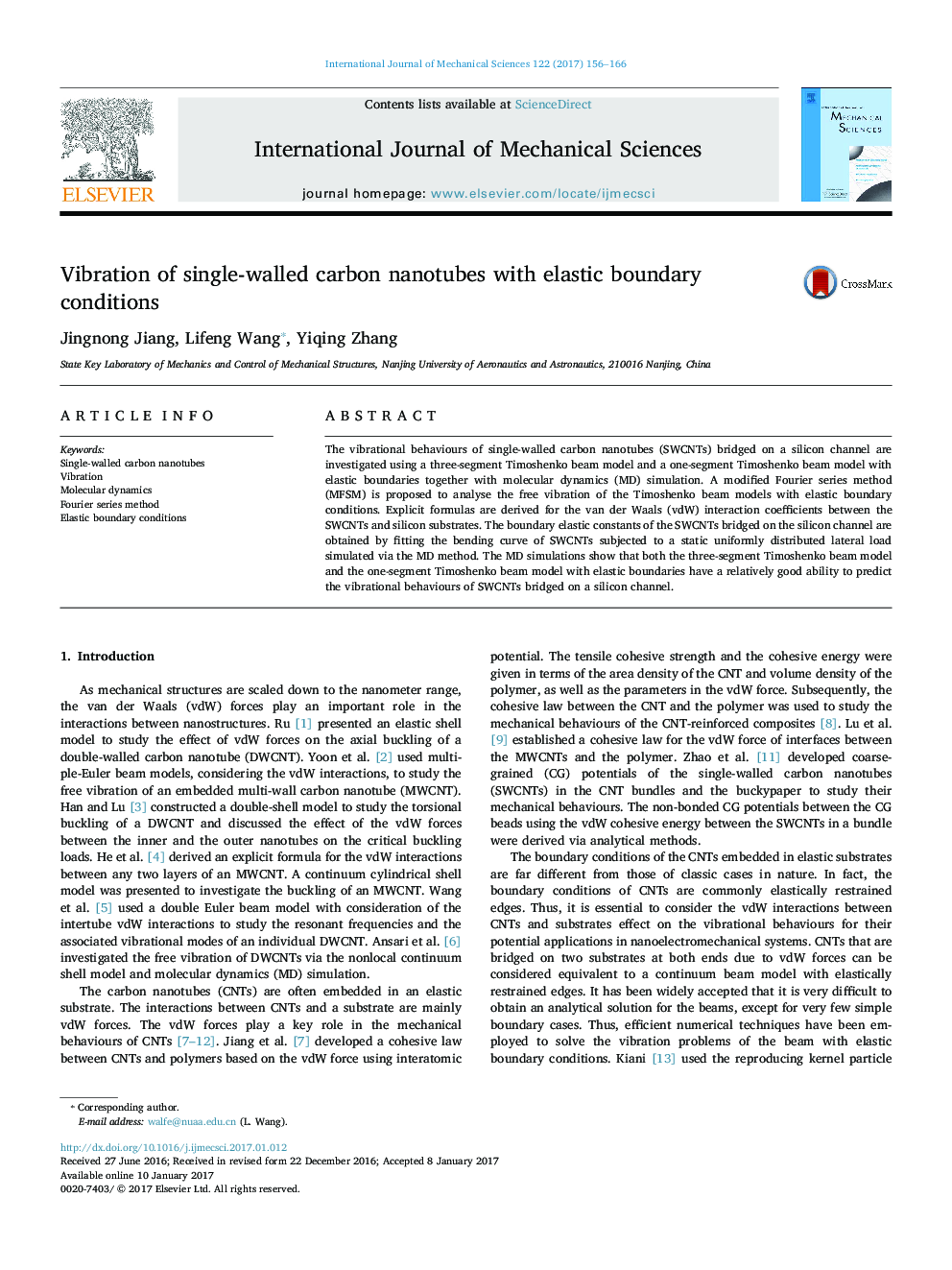 Vibration of single-walled carbon nanotubes with elastic boundary conditions