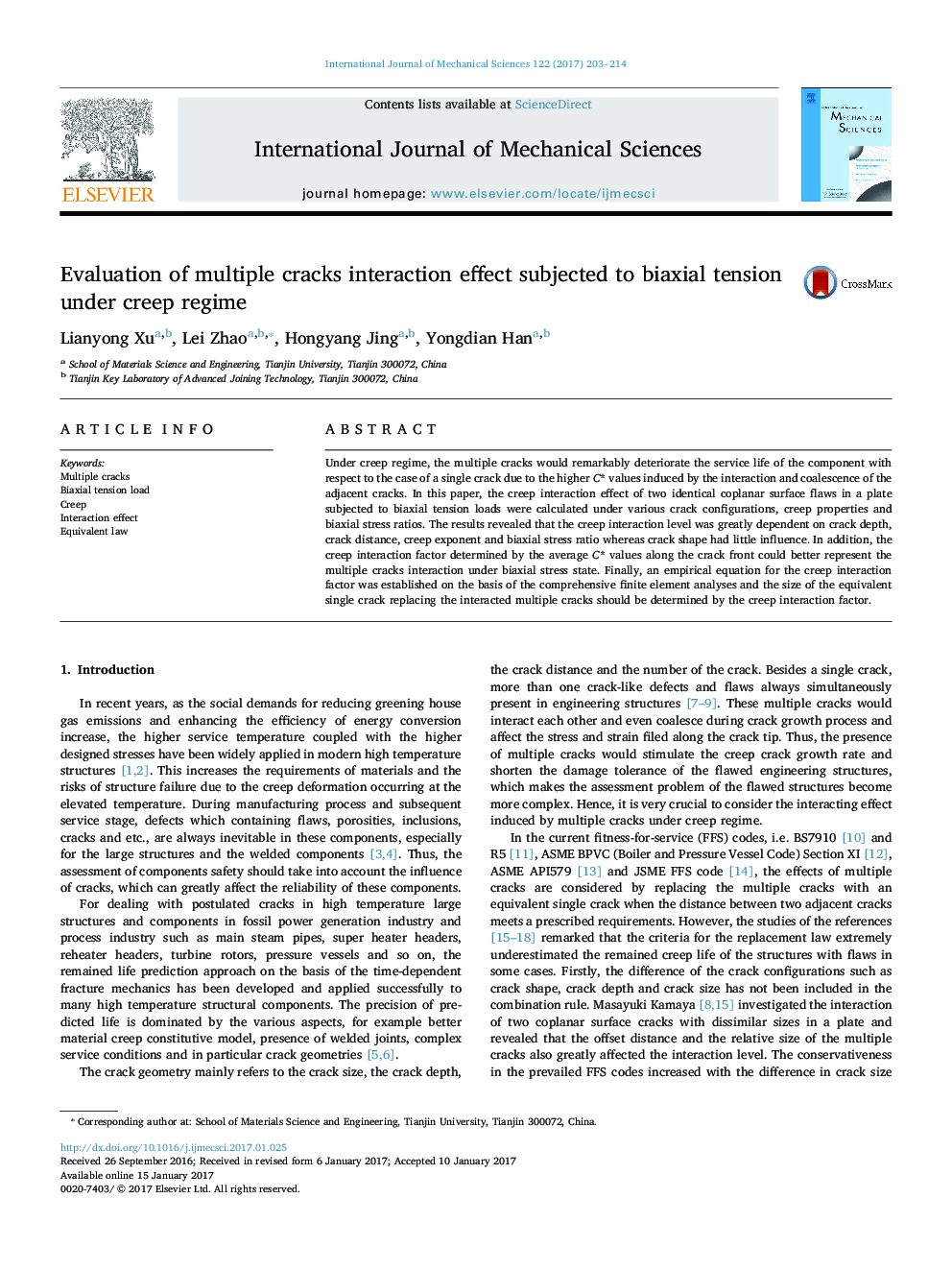 Evaluation of multiple cracks interaction effect subjected to biaxial tension under creep regime