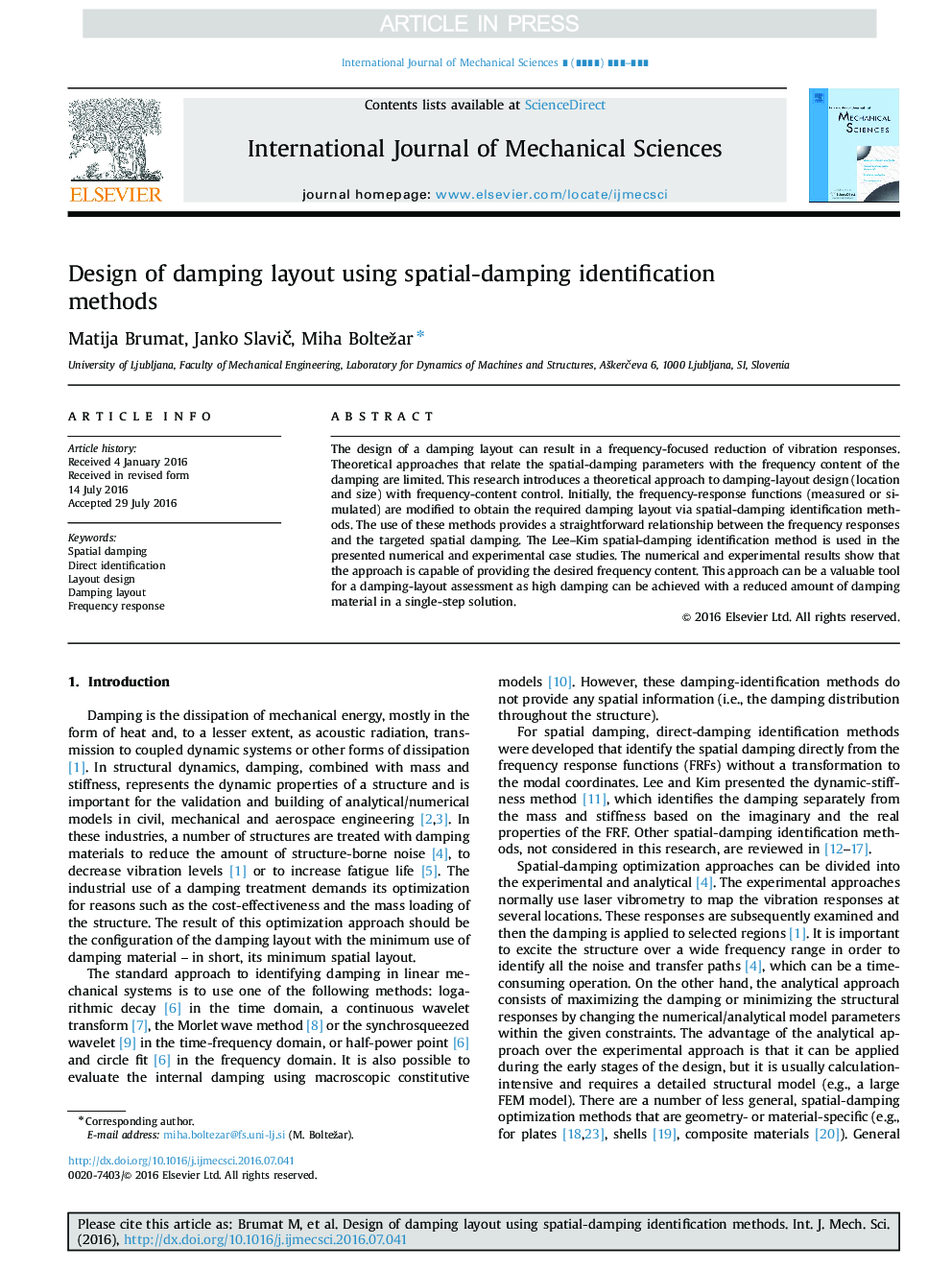 Design of damping layout using spatial-damping identification methods