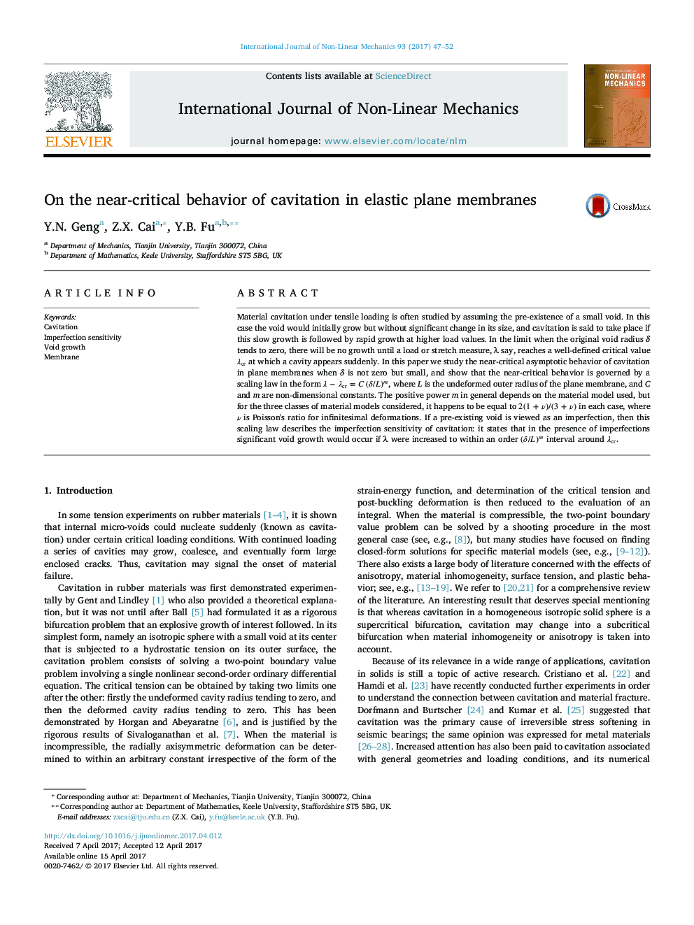 On the near-critical behavior of cavitation in elastic plane membranes