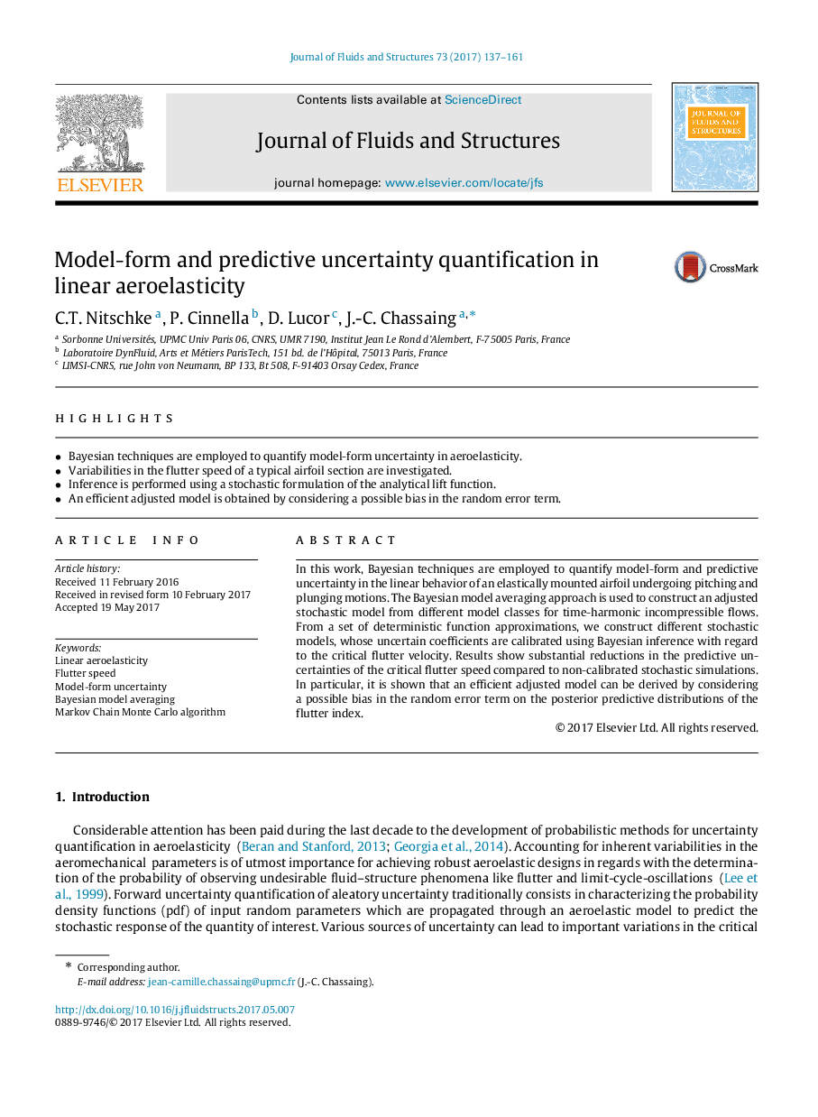 Model-form and predictive uncertainty quantification in linear aeroelasticity