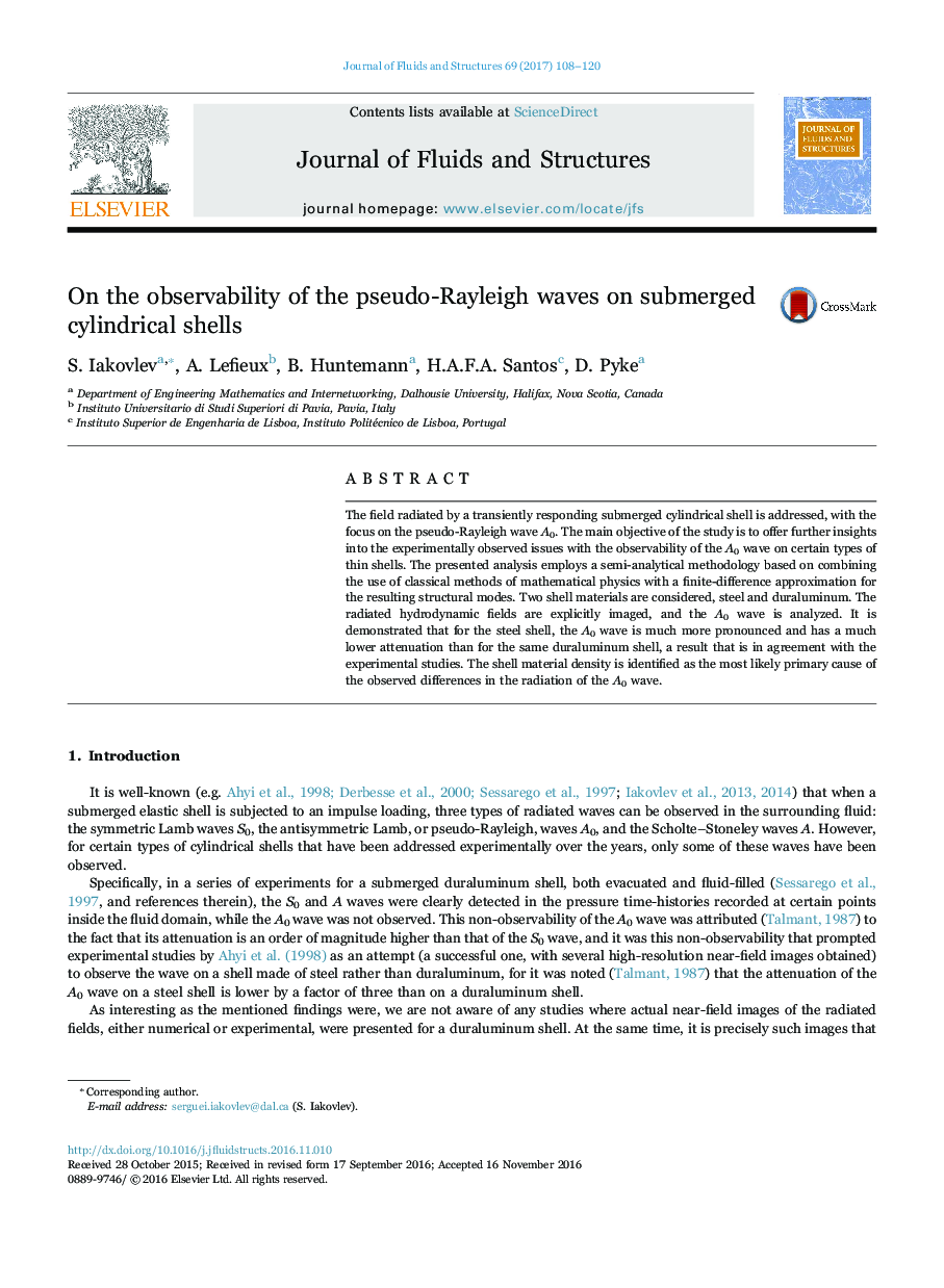 On the observability of the pseudo-Rayleigh waves on submerged cylindrical shells