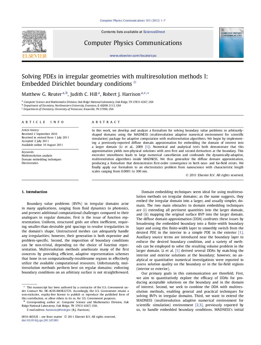 Solving PDEs in irregular geometries with multiresolution methods I: Embedded Dirichlet boundary conditions 