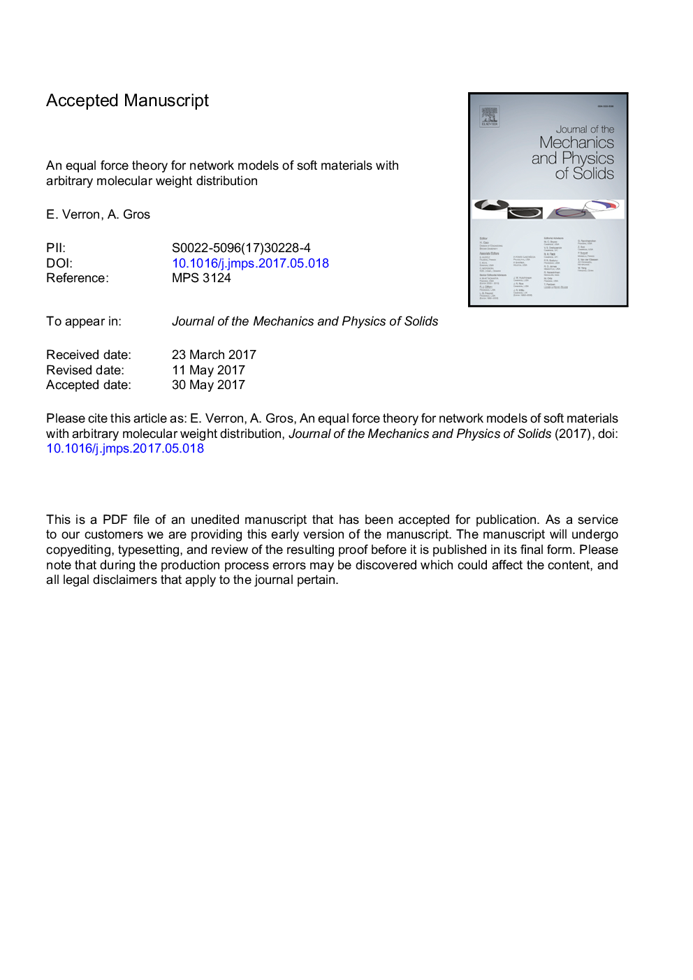 An equal force theory for network models of soft materials with arbitrary molecular weight distribution