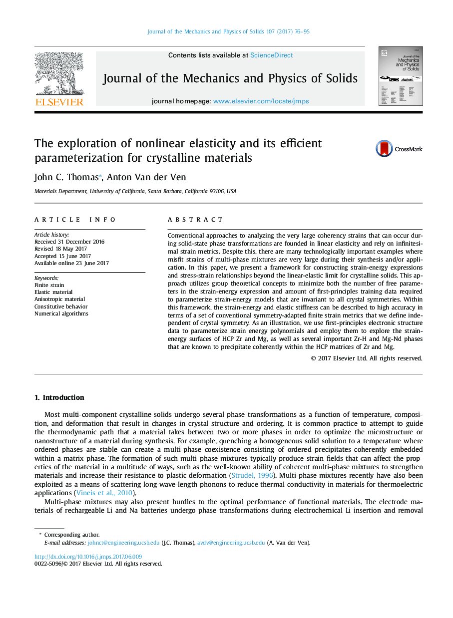 The exploration of nonlinear elasticity and its efficient parameterization for crystalline materials